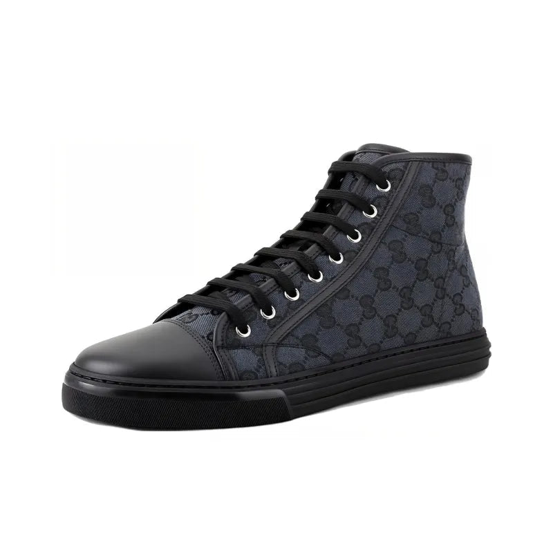 GUCCI GG CANVAS HIGH TOP SNEAKERS GREY