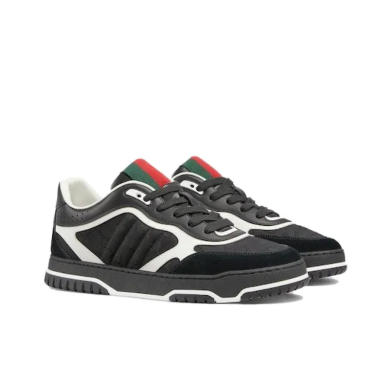 GUCCI RE WEB LOW TOP SKATEBOARD SHOES MEN'S BLACK