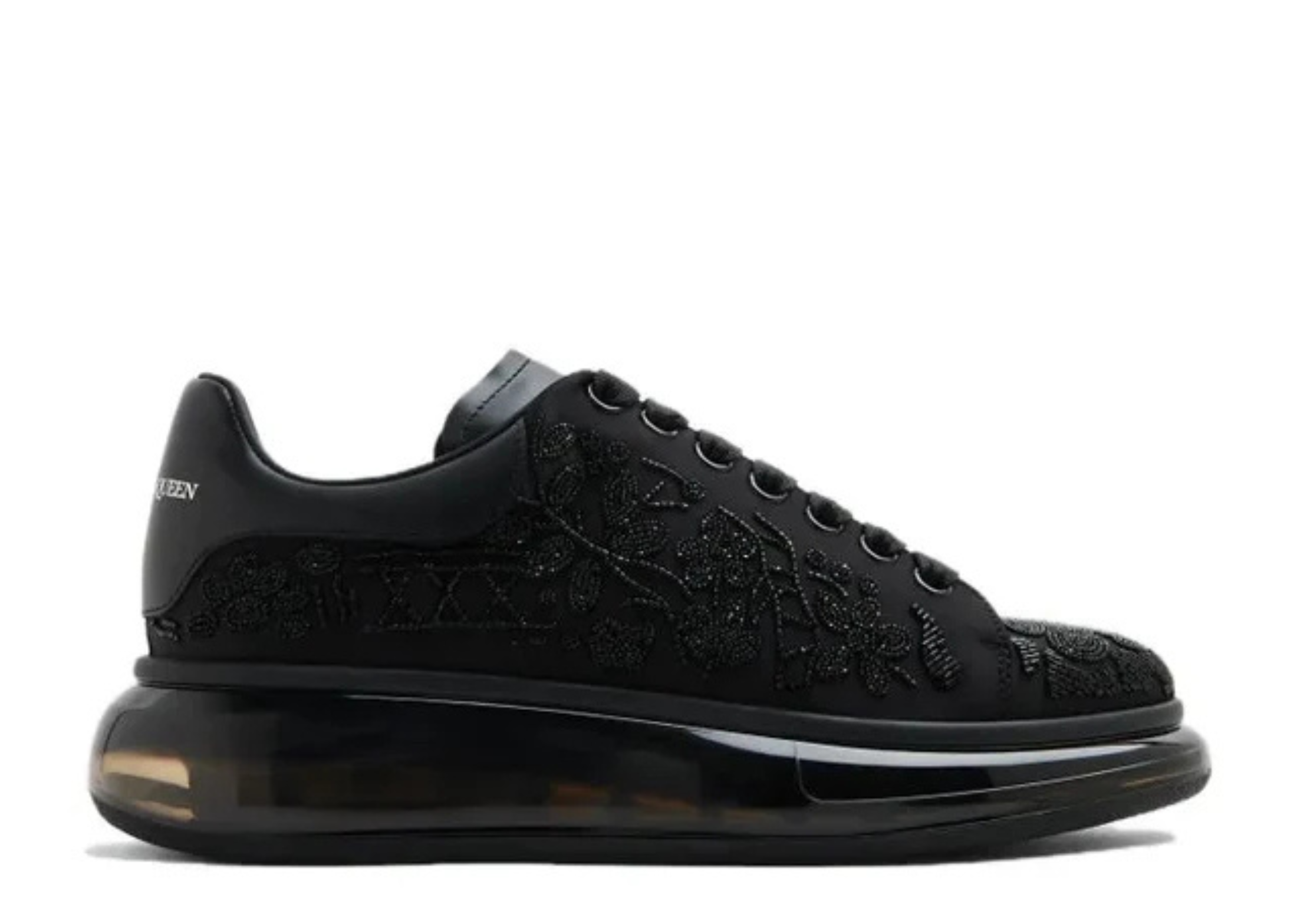 ALEXANDER MCQUEEN OVERSIZED SNEAKER 'BLACK ALL OVER BOTANICAL BEADS'